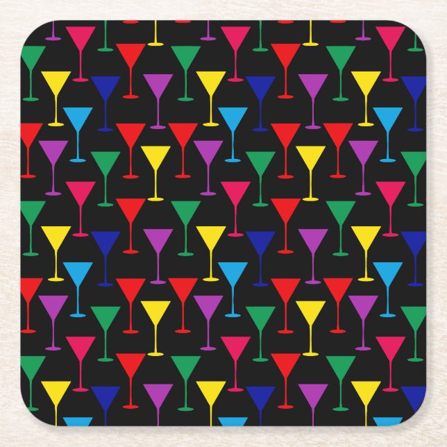 Farbenfrohe Martini-Cocktail-Muster Rechteckiger Pappuntersetzer (Vorderseite)