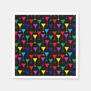 Farbenfrohe Martini-Cocktail-Muster Serviette