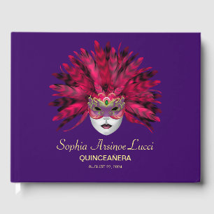 Farbenfrohe Masquerade Quinceañera Gästebuch