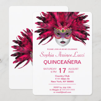Farbenfrohe Masquerade Quinceñera Party Einladung
