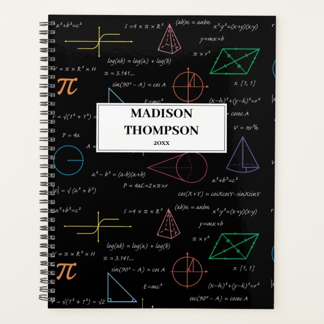 Farbenfrohe Mathematikgleichungen mathematische Fo Planer (Vorderseite)