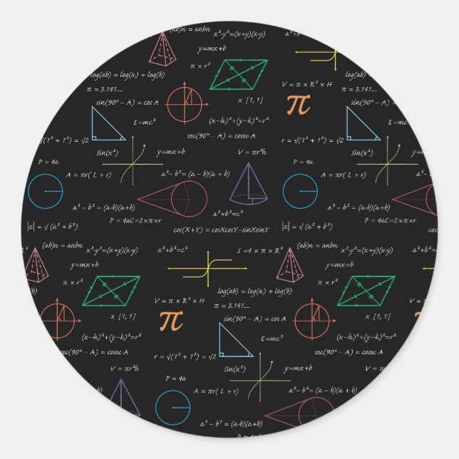 Farbenfrohe Mathematikgleichungen mathematische Fo Runder Aufkleber (Vorderseite)