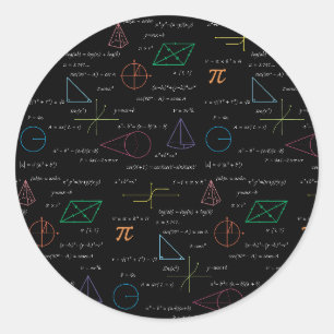 Farbenfrohe Mathematikgleichungen mathematische Fo Runder Aufkleber