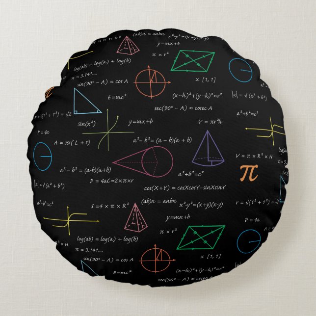 Farbenfrohe Mathematikgleichungen mathematische Fo Rundes Kissen (Vorderseite)