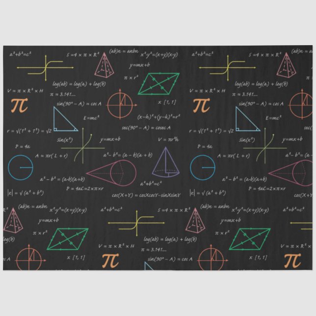 Farbenfrohe Mathematikgleichungen mathematische Fo Seidenpapier (Vorderseite)