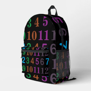 Farbenfrohe Mathematikzahlen zurück zur Schule Bedruckter Rucksack