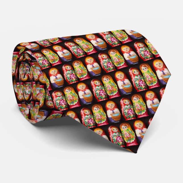Farbenfrohe Matryoshka Dolls Krawatte (Gerollt)