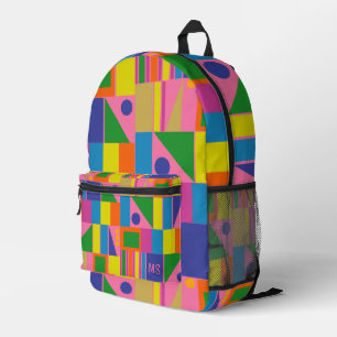 Farbenfrohe, maximal geometrische Backpack mit Ini Bedruckter Rucksack