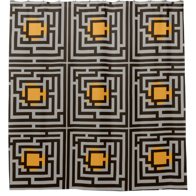 Farbenfrohe Maze-Muster auf benutzerdefinierter Fa Duschvorhang (Vorderseite)