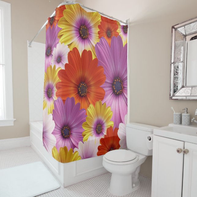 Farbenfrohe Medley von African Daisies Blume Duschvorhang (Beispiel)