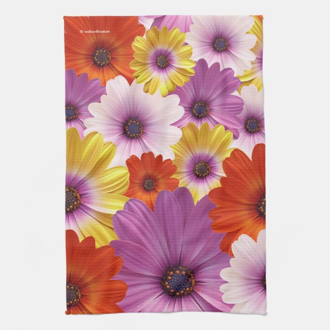 Farbenfrohe Medley von African Daisies Blume Geschirrtuch (Vertikal)