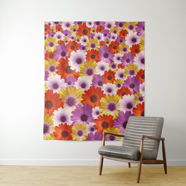 Farbenfrohe Medley von African Daisies Blume Wandteppich (Beispiel)