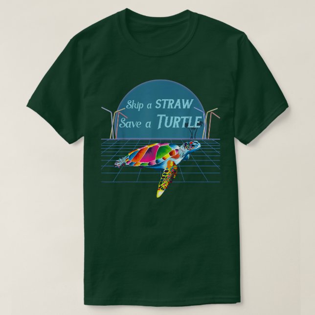 Farbenfrohe Meeresschildkröte Hawaii Skip A Strohh T-Shirt (Design vorne)