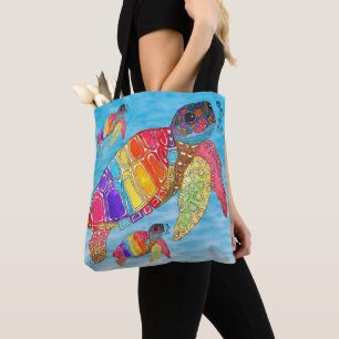 Farbenfrohe Meeresschildkröte Tasche