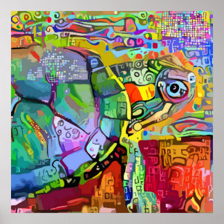 Farbenfrohe Meeresschildkröte, Wasserschildkröte a Poster