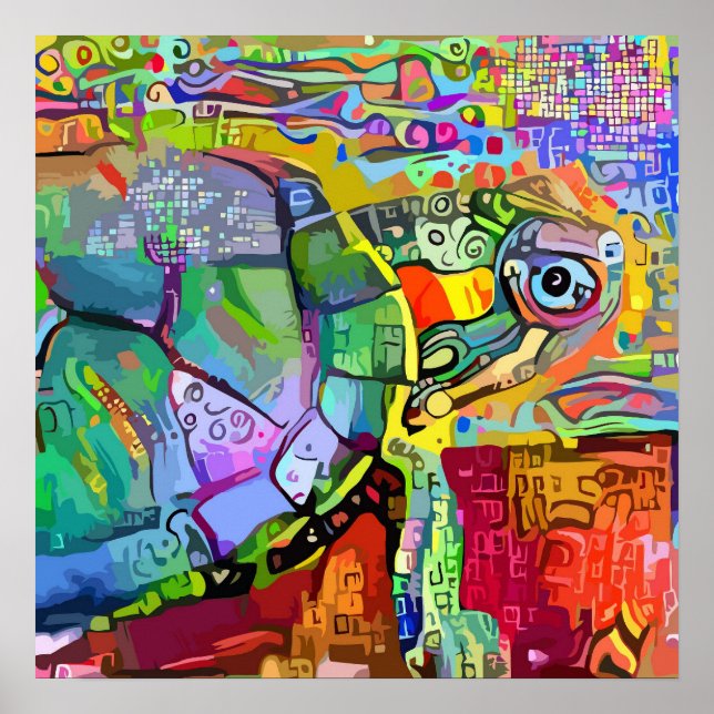 Farbenfrohe Meeresschildkröte, Wasserschildkröte a Poster (Vorne)