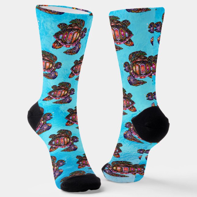 Farbenfrohe Meeresschildkrötensocken Socken (Gewinkelt)