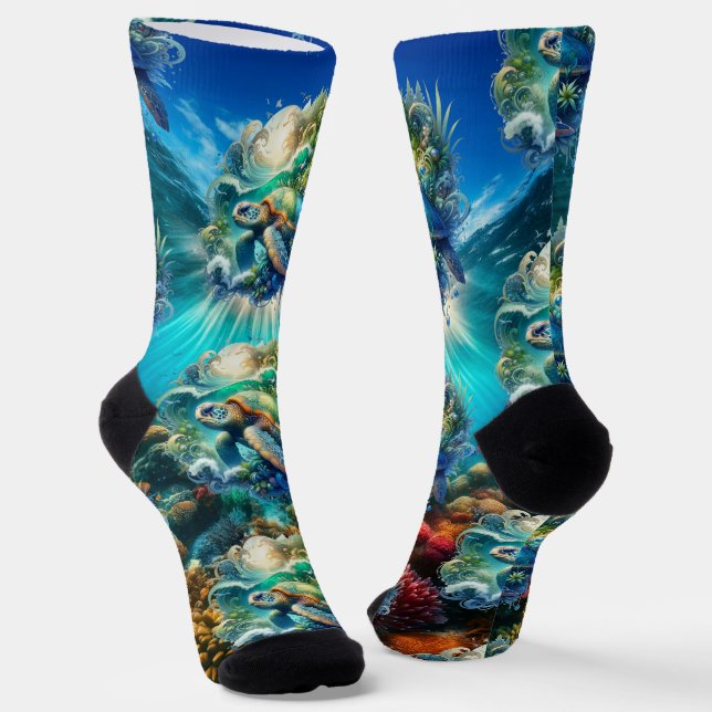 Farbenfrohe Meeresschildkrötensocken Socken (Gewinkelt)
