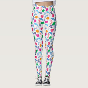 Farbenfrohe Meerestiere Illustrationsmuster Leggings