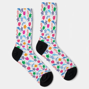 Farbenfrohe Meerestiere Illustrationsmuster Socken