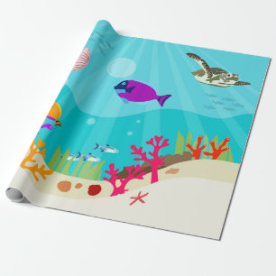 Farbenfrohe Meerestiere Kinder Geschenkpapier