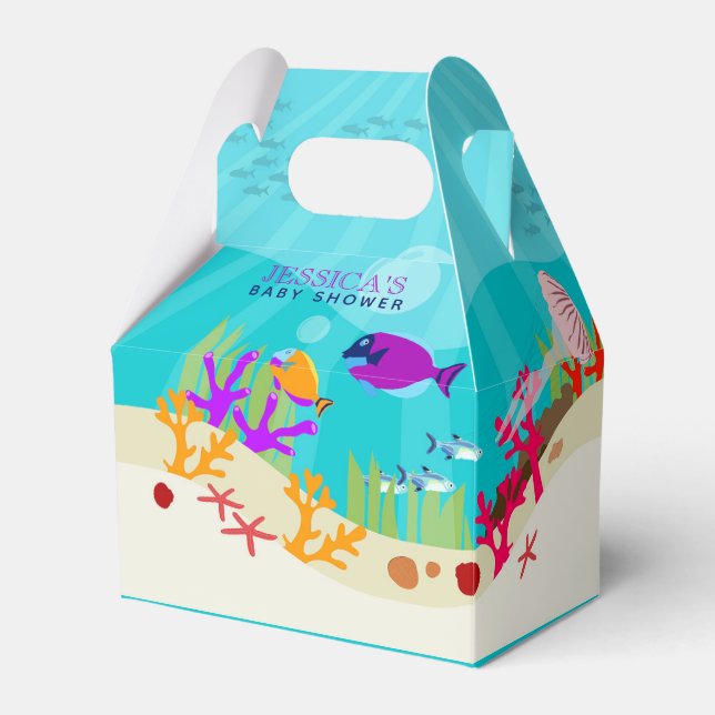 Farbenfrohe Meerestiere Kinderdusche Geschenkschachtel (Vorderseite)
