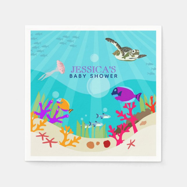 Farbenfrohe Meerestiere Kinderdusche Serviette (Vorderseite)