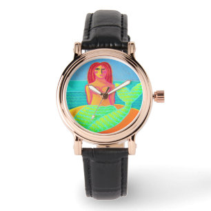 Farbenfrohe Meerjungfrau Abstrakt Wearable Art Armbanduhr