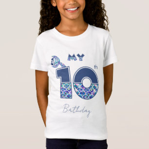 Farbenfrohe Meerjungfrauen 10. und bis zum Geburts T-Shirt