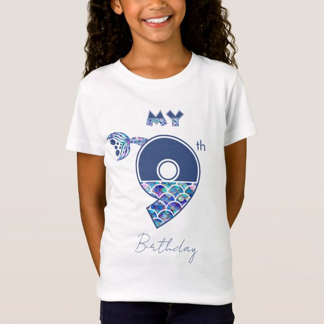 Farbenfrohe Meerjungfrauenskales Kleine Mädchen 9. T-Shirt (Vorderseite)