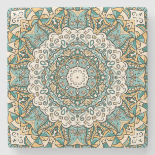 Farbenfrohe Mehndi-Fliese nahtlose Tracery Steinuntersetzer
