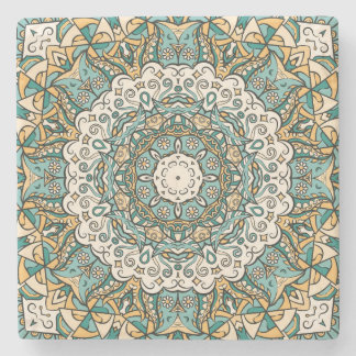 Farbenfrohe Mehndi Tile Nahtlose Tracerei Steinuntersetzer