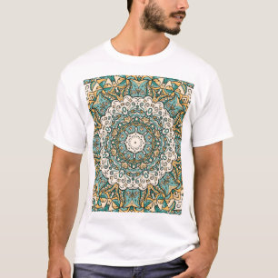 Farbenfrohe Mehndi Tile Nahtlose Tracerei T-Shirt