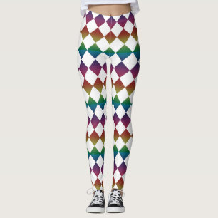 Farbenfrohe Mehrfarben-Diamant-Harlekin-Kariert  Leggings