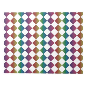 Farbenfrohe Mehrfarben-Diamant-Harlekin-Schachbret Notizblock
