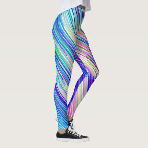 Farbenfrohe mehrfarbige Diagonalstreifen Leggings