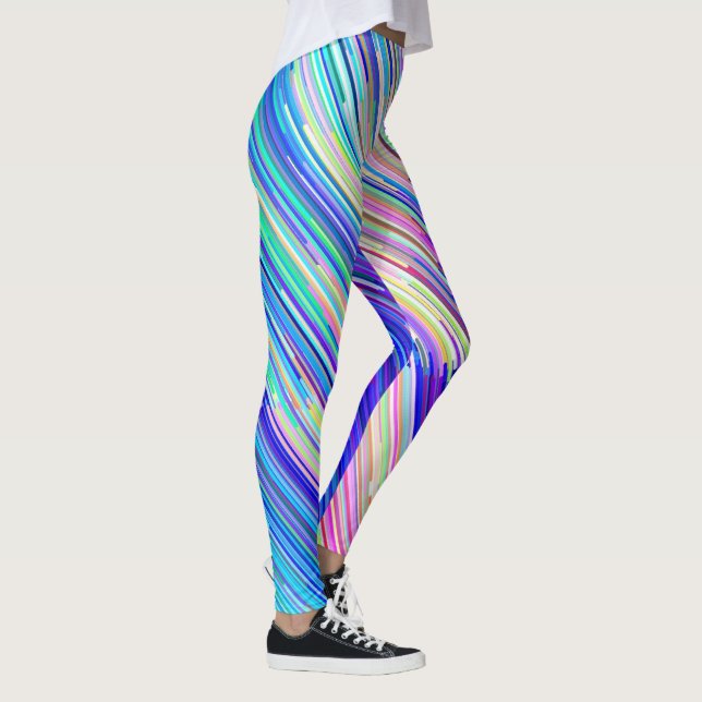Farbenfrohe mehrfarbige Diagonalstreifen Leggings (Rechts)