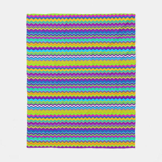 Farbenfrohe mehrfarbige Linde Zigzag Muster Fleecedecke (Vorderseite)