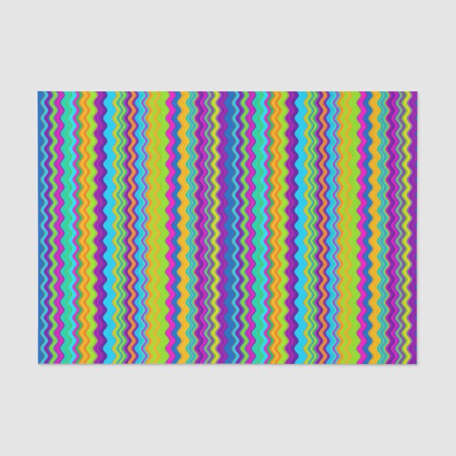 Farbenfrohe mehrfarbige Linde Zigzag Muster Seidenpapier (Vorderseite)