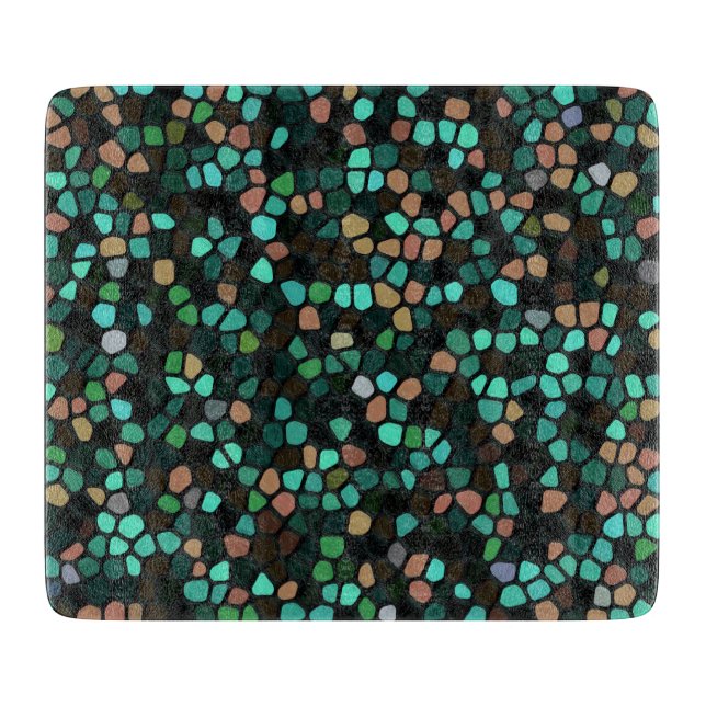 Farbenfrohe, mehrfarbige Mosaikmuster Schneidebrett (Vorderseite)