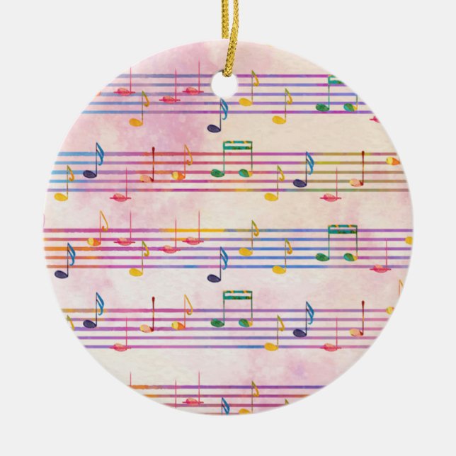 Farbenfrohe mehrfarbige Musiknote Classic Keramik Ornament (Vorne)