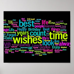 Farbenfrohe mehrsprachige Word-Cloud Poster