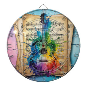 Farbenfrohe Melodie: Vintage Gitarre Dartscheibe