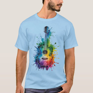 Farbenfrohe Melodie: Vintage Gitarre T-Shirt