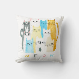 Farbenfrohe MEOW Kats Kissen Kissen - Spaß & Leben