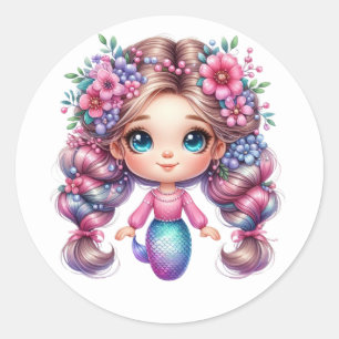 Farbenfrohe Mermaid-Aufkleber Runder Aufkleber
