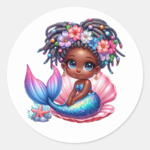 Farbenfrohe Mermaid-Aufkleber Runder Aufkleber