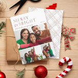 Farbenfrohe Merry & Bright 3 Foto Collage Weihnach Feiertagskarte<br><div class="desc">🌟 Capture the essence of joy mit unserer "Merry and Bright" minimalistischen Typografiekarte. Vibrierende, farbenfrohe Farbtypografie an der Spitze und eine reizvolle 3-Foto-Collage, die perfekt dazu geeignet ist, die gepflegten Momente Ihrer Familie zu präsentieren. Ihr Familienname wurde elegant unten geschrieben. Dreh es für ein einfaches, aber fesselndes, farbenfrohes kariertes Design...</div>