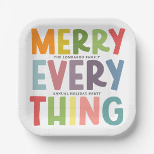 Farbenfrohe Merry Everything Inclusive Holiday-Par Pappteller