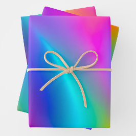 Farbenfrohe Metallfolienfolienfolienpapierblätter Geschenkpapier Set
